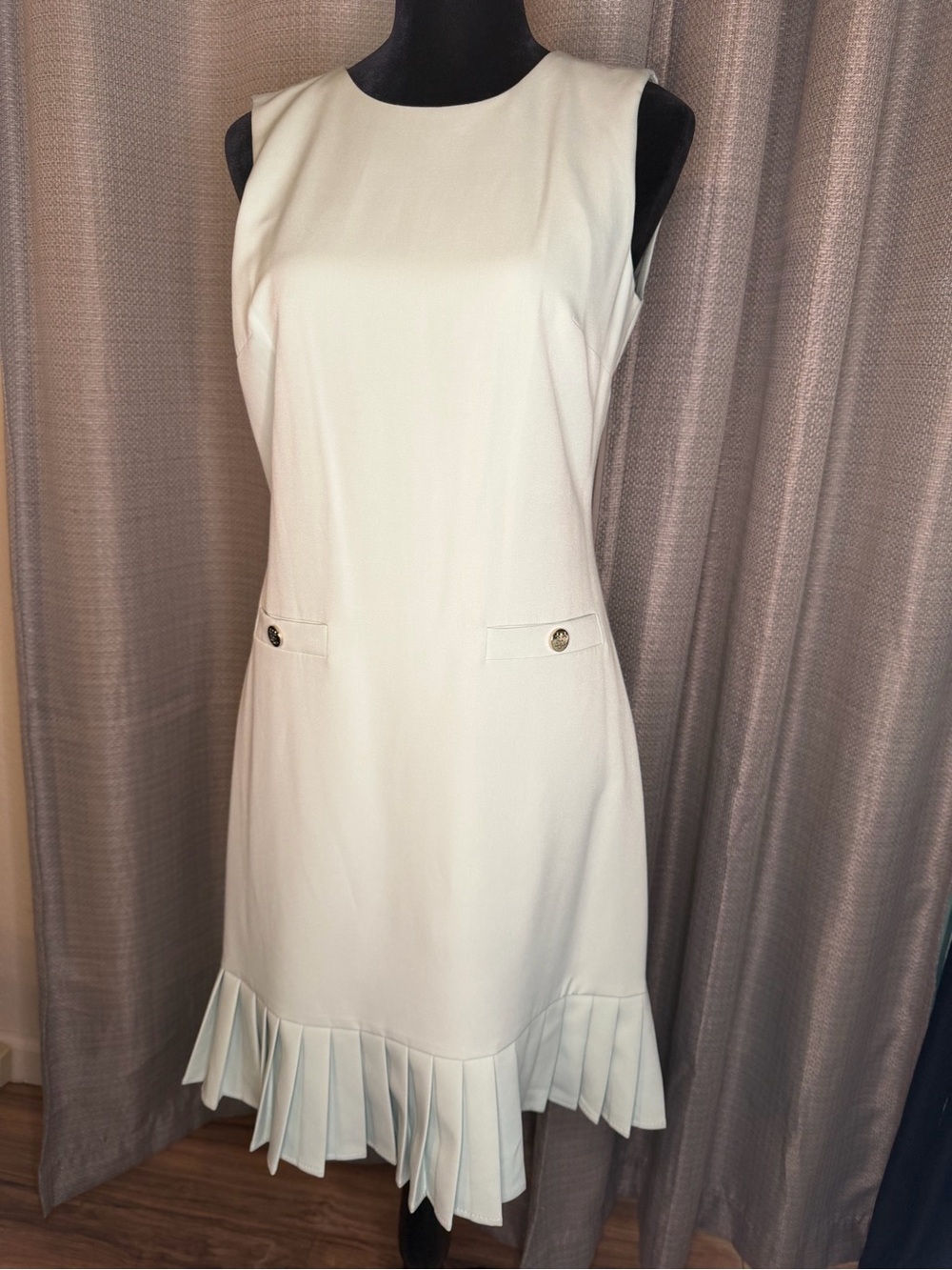 Tommy Hilfiger Sleeveless Pleated-Hem Dress in Light Mint - Picture 3 of 6